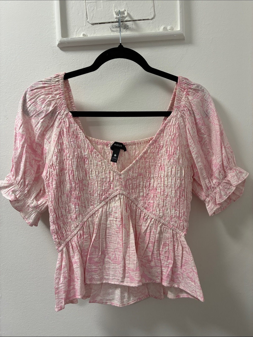 Aqua Bloomingdale’s Smocked Peplum Top